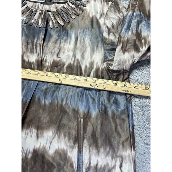 CHICO’S DARYA Tie Dye Ikat 3/4 Sleeve Snap Front Jacket Career Medium Size 1 - Picture 5 of 7